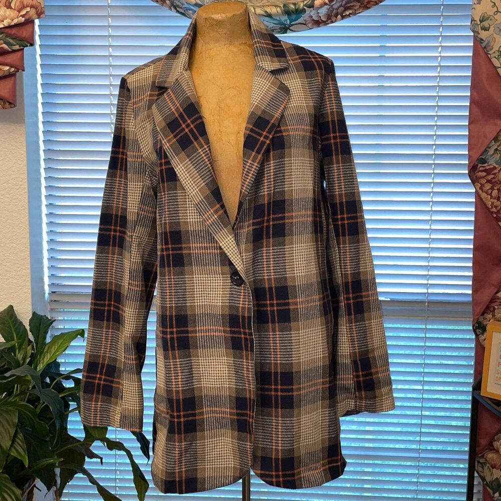 NWT Brown Plaid Coat Jacket BACI Made in Italy S